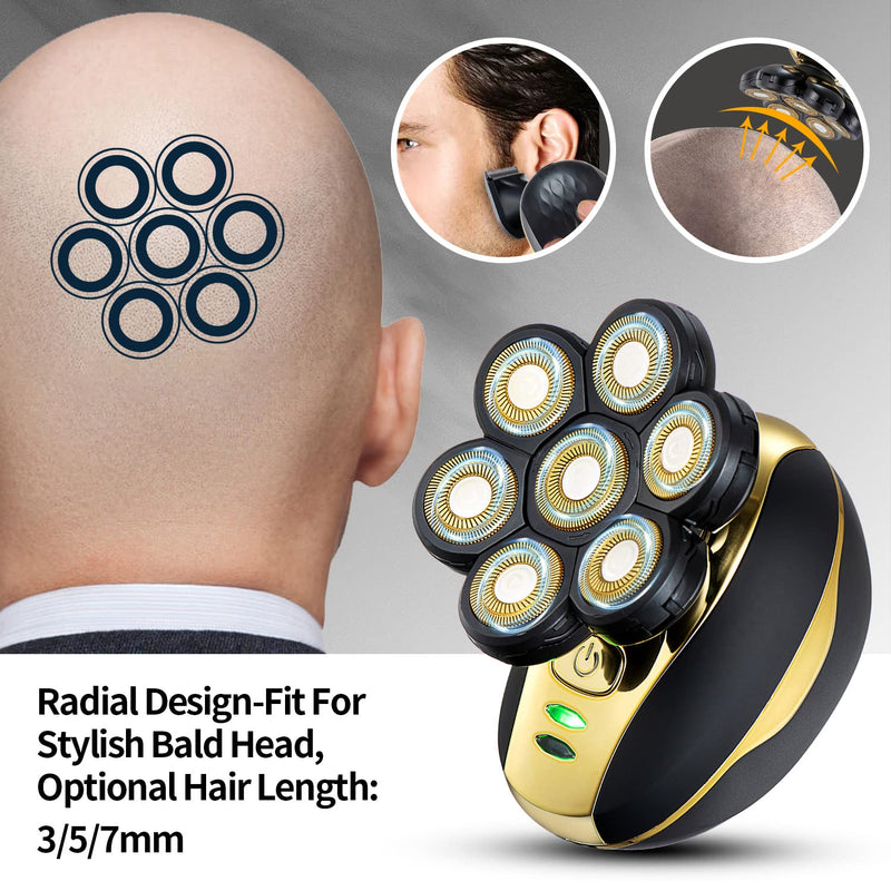 [Australia] - Head Shaver for Bald Men - Upgrade 7D Electric Razors, Multifunctional Hair Shaving Grooming Kit, Waterproof Wet & Dry 