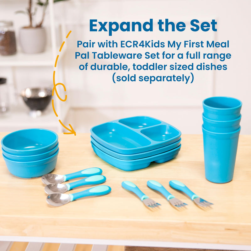 [Australia] - ECR4Kids My First Meal Pal Stainless Steel Forks, Toddler Silverware, White, Light Grey, 3-Pack Fork 