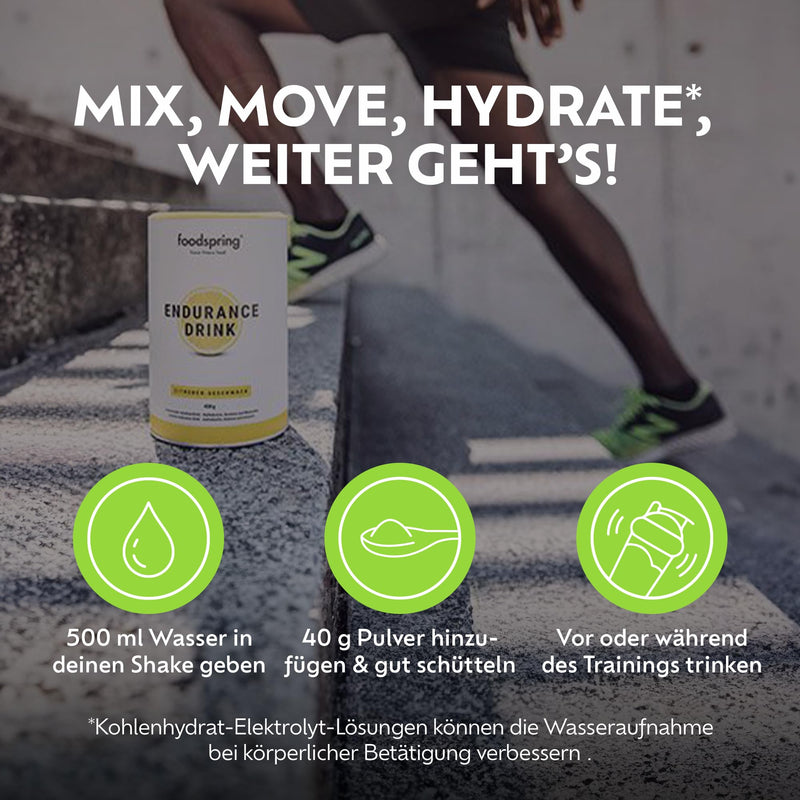 [Australia] - foodspring - Endurance Drink Lemon Electrolytes Powder Mixture 400 Can - Hydration Powder for Sports, Endurance & Energy - Isotonic Drink Powder with Minerals, Dextrose & Maltodextrin 