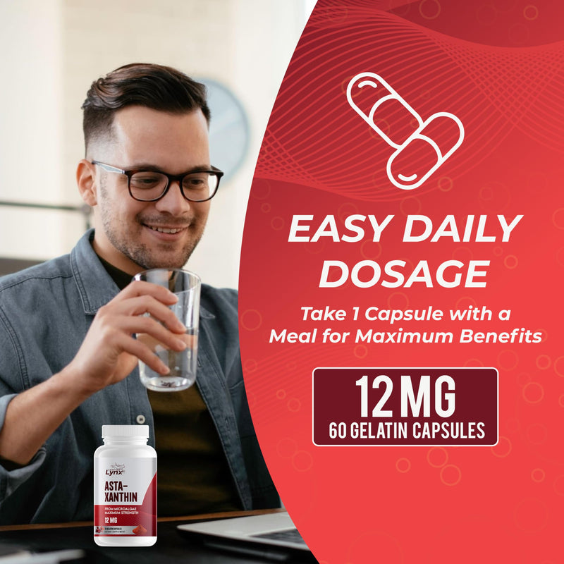 [Australia] - SUPER SUPPLEMENTS Astaxanthin 12mg, 60 Capsules, 2 Month Supply | Premium Astaxanthin Antioxidant | Fresh Microalgae Source | Supports Eye, Joint, Internal Circulation, Skin Health & Natural Tanning 