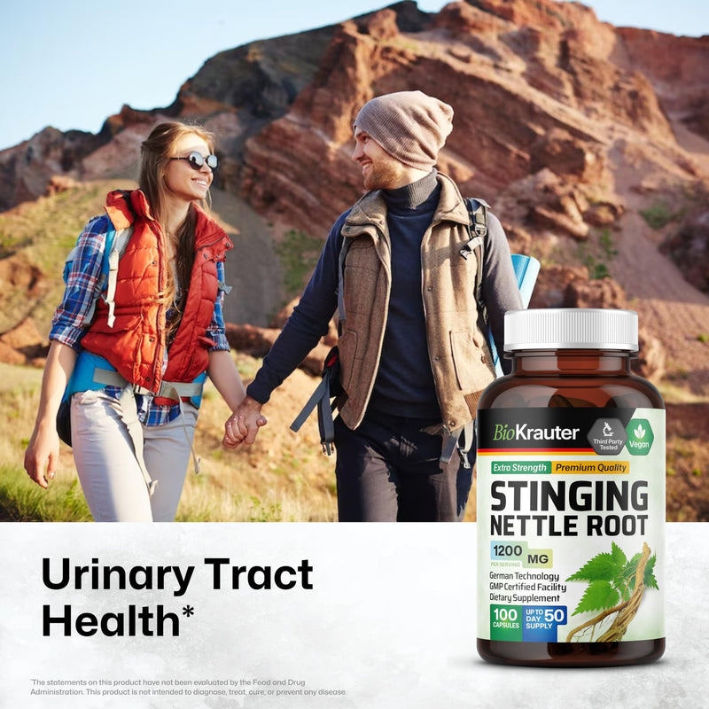 [Australia] - Stinging Nettle Capsules - Natural Urinary Tract & Overall Health Support - Organic Nettle Root Powder (Urtica Dioica) 1200 mg - 100 Vegan Pills - Non GMO 100 Count (Pack of 1) 