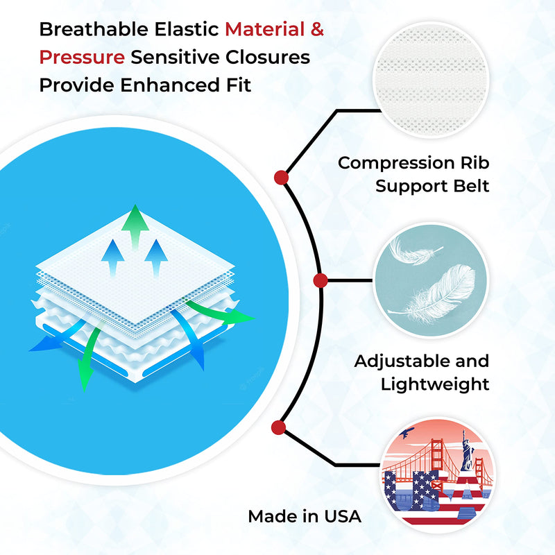 ITA-MED Breathable Elastic Rib Brace for Men, Ideal Compression Support Wrap/Belt for Broken, Cracked, Dislocated & Fractured Ribs, Made in USA (Black, Large) Black