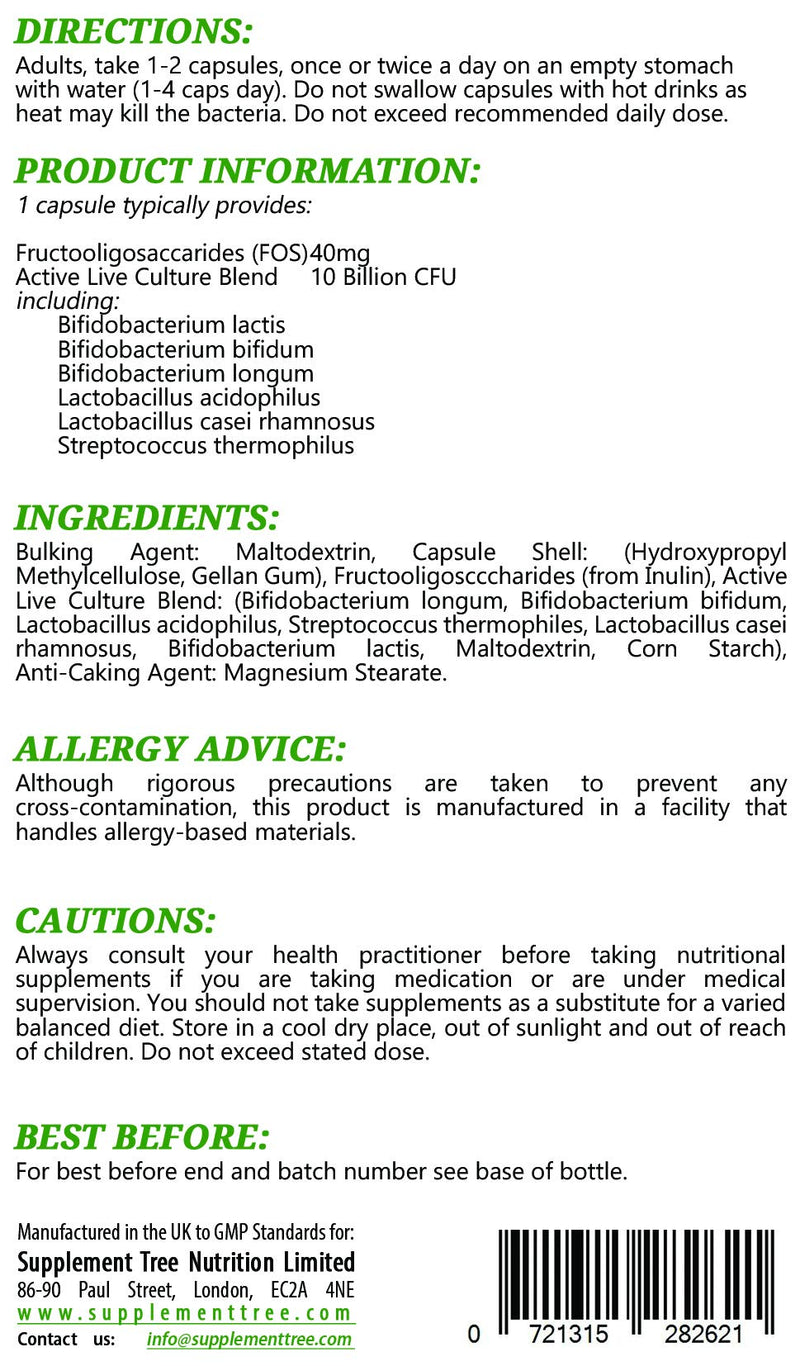 Probiotics Complex 10 Billion CFU | 120 Targeted Release Capsules | Vegans & Vegetarian Friendly