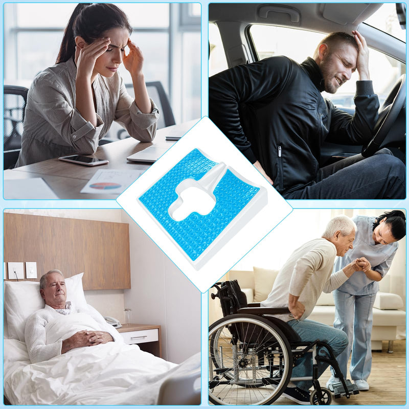 [Australia] - Bed Sore Cushion for Butt, Breathe Freely Fiber Anti Bed Sore Cushion, Bedsore Cushions, Gel Memory Foam T Shaped Opening, Butt Support Pillow for Bedridden, Post-Operative, Sedentary Office Blue 