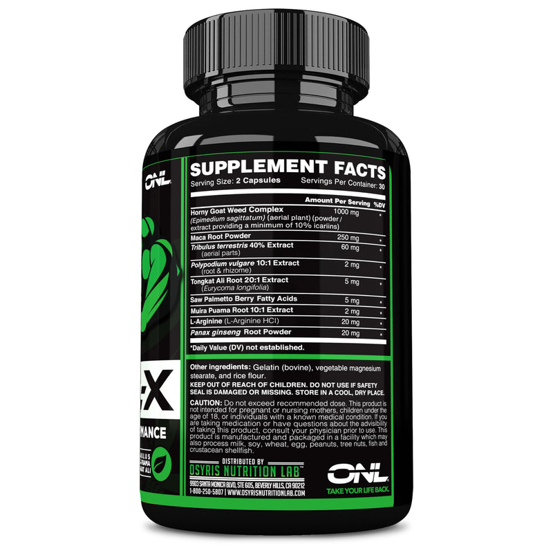 ONL GORIL-X Test Booster Supplements for Men 1000 Mg, 120 Caps | Premium Formula for Male Enhancing, Workout, Strength & Energy - Horny Goat Weed, Tribulus & Tongkat Ali - USA Made, Non-GMO 60 Count (Pack of 2) Goril X