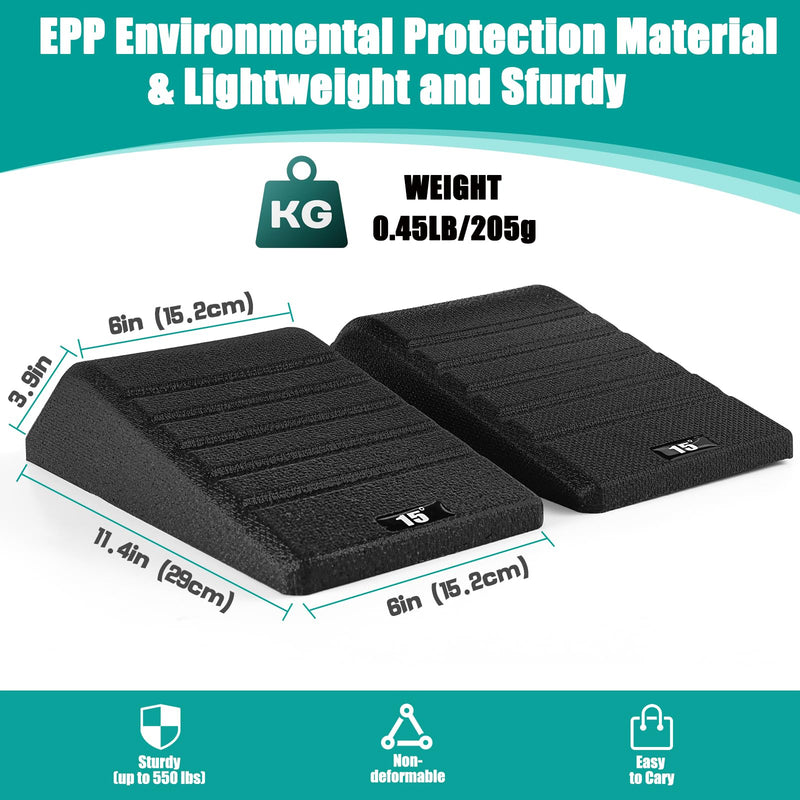 [Australia] - Squat Wedge Block 2PCS Non Slip Professional Ramp - 550 LBS Weight Capacity - Slant Board for Calf Stretching - Calf Stretcher Slant Board - Yoga Blocks Black 