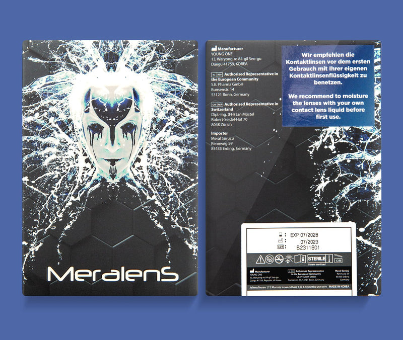 [Australia] - Meralens 1 pair of colored red Crazy Fun red demon annual contact lenses. Top quality for carnival and carnival with free contact lens case without strength 