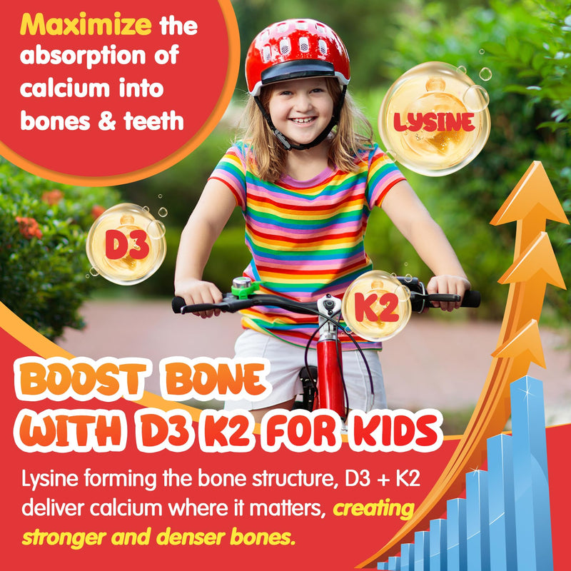 [Australia] - L-Lysine Gummies 500/1000mg with Algae Omega 3, Vitamin B2, D3, K2, C for Kids 9+, Teen & Adult, Lysine Supplement Support Immune, Lip & Oral, Collagen Production, Brain, Bone Health, Sugar Free 1Pack 