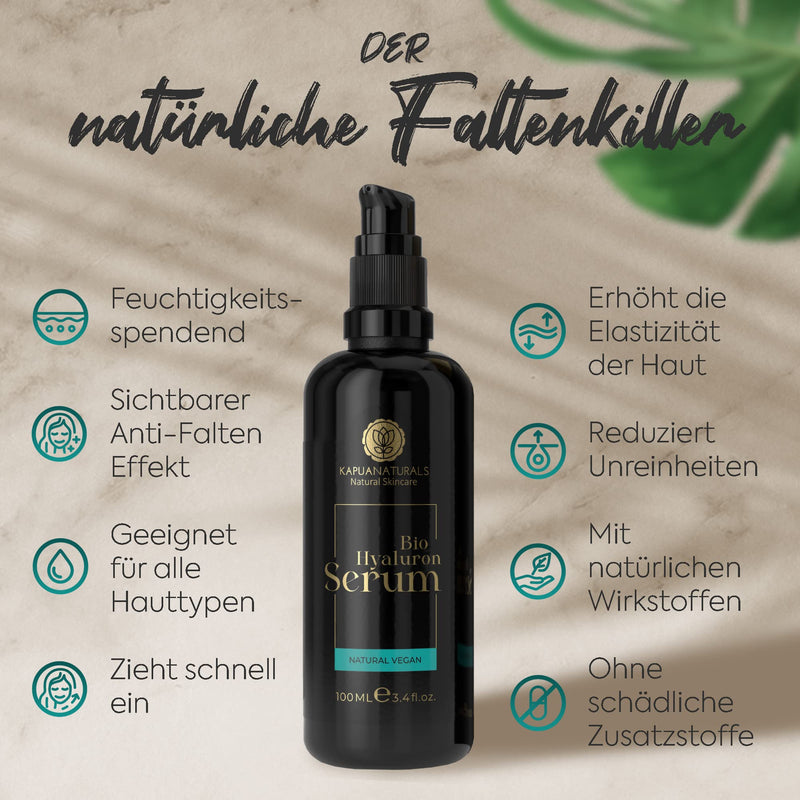 [Australia] - ORGANIC Hyaluronic Serum high dosage • 100ml +Vit E & B5 • 7-fold hyaluronic acid serum face ✓100% Vegan&BIO ✓Anti-aging concentrate ✓ Anti-wrinkle serum natural cosmetics ✓Made in Germany ✓Hyaluronic Acid Serum Hyaluronic Serum 