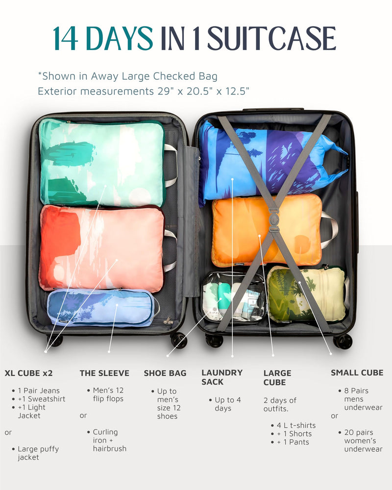 TRIPPED Travel Gear Large Compression Packing Cubes 7-Piece Set for Travel Getaways