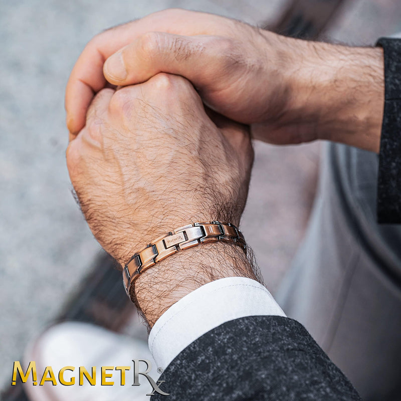 [Australia] - MagnetRX® Pure Copper Bracelet for Men – Effective Ultra Strength Magnetic Copper Bracelets – Adjustable Bracelet Length with Included Sizing Tool (Leo Style) Leo Style 