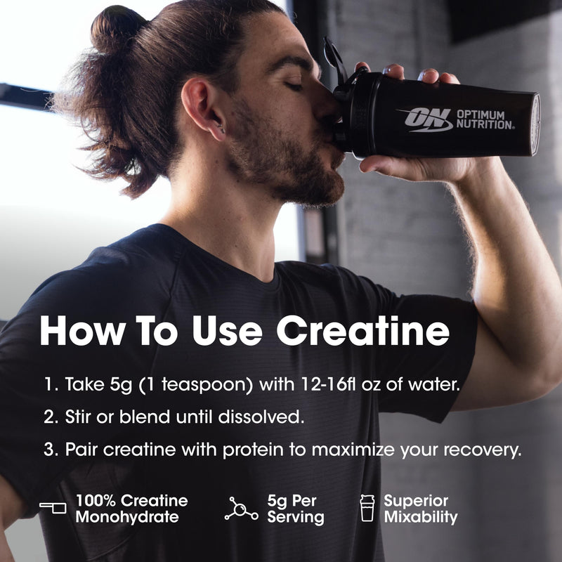 Optimum Nutrition Creatine, Micronized Creatine Monohydrate Powder, Supports Strength & Recovery, Banned Substance Tested, Unflavored, 5 g per Serving, 120 Servings | 5g Micronized Creatine Monohydrate Powder Per Serving, Supports Muscle Strength & Pow...