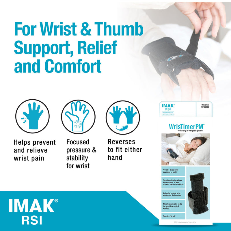 IMAK RSI WrisTimer PM - Wrist Brace for Men & Women - Wrist Support Stabilizer & Immobilizer for Nighttime - Carpal Tunnel Support for Sleep
