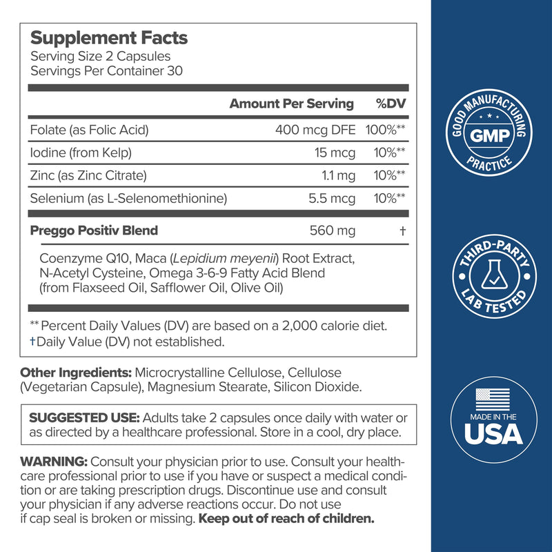 PREGGO Conception Support with CoQ10 – OBGYN-Formulated – 30-Day Supply