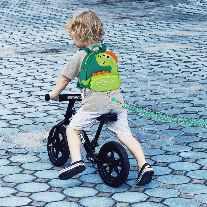 [Australia] - Accmor Toddler Harness Backpack Leash, Cute Dinosaur Backpacks with Anti Lost Wrist Link, Cute Mini Child Backpack Wristband Tether Strap and Protection Leashes for Boys Girls Aged 1-3 Years Aquamarine/Lightgreen Dinosaur 