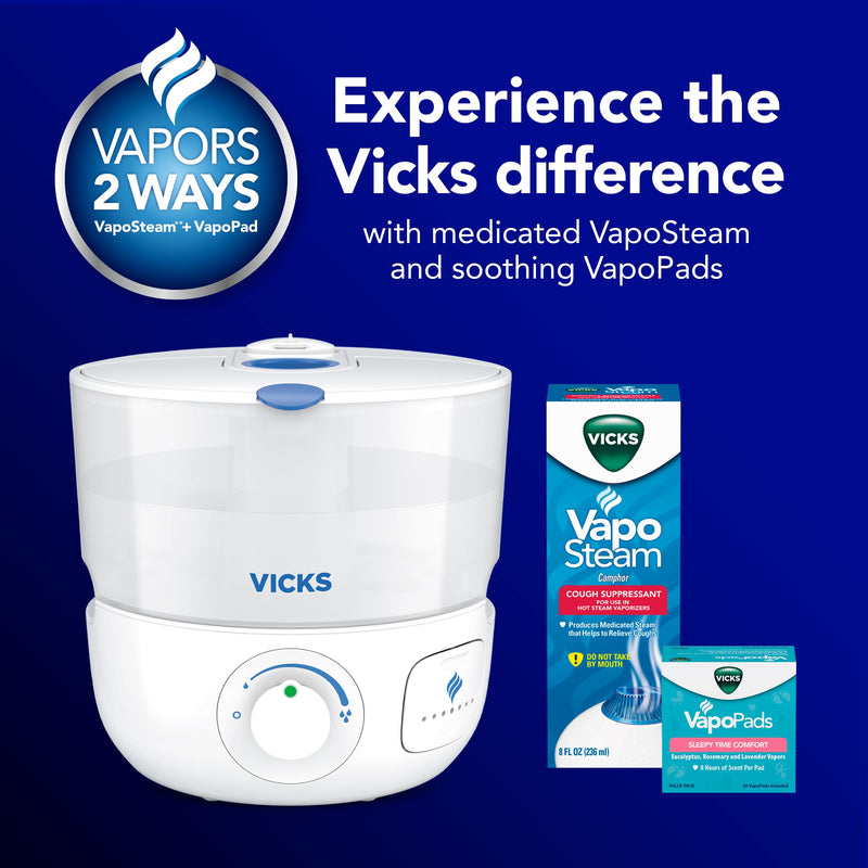 Vicks VapoSteam Medicated Liquid with Camphor, a Cough Suppressant, 8 Oz – VapoSteam Liquid Helps Relieve Coughing, for Use in Vicks Vaporizers and Humidifiers One Pack