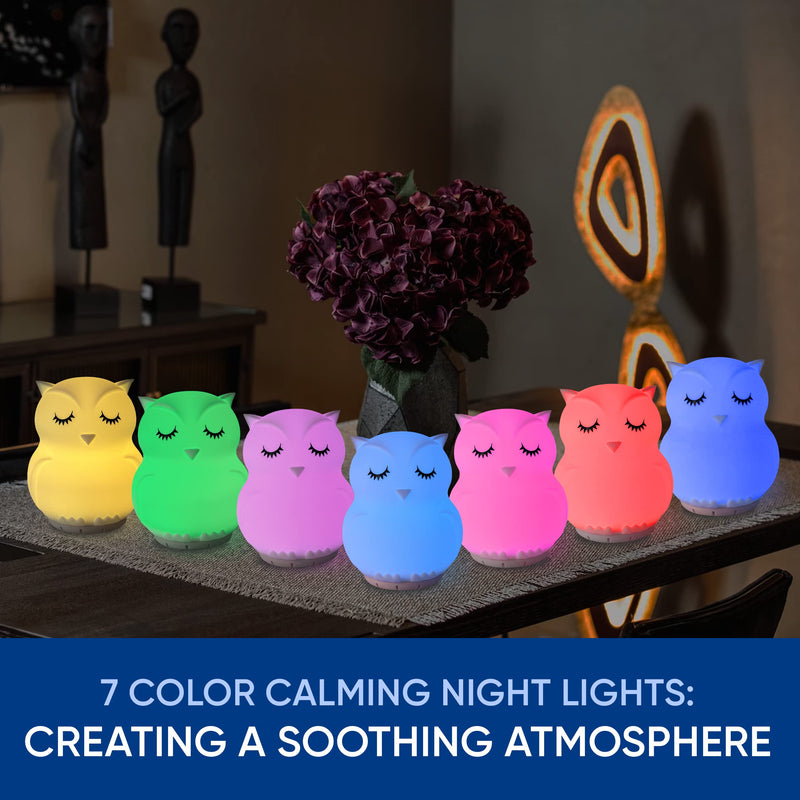 [Australia] - Mindfulness 'Breathing Owl' | 4-7-8 Guided Visual Meditation Breathing Light | 3 in 1 Device with Night Light & Noise Machine for ADHD Anxiety Stress Relief Sleep - Gift for Kids Adult Women Men 