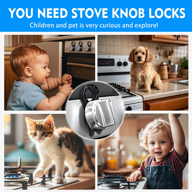 [Australia] - Gas Stove Knob Locks, Baby Oven Lock Child Safety Stove Guard & Gas Knob Safety Covers, Baby Proof Oven Lock, Durable Design Prevent Accidental Touch(5 Pack) 