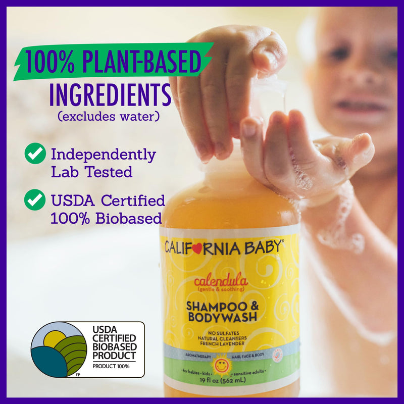 [Australia] - California Baby Calendula Shampoo and Body Wash | 100% Plant-Based (USDA Certified) | Allergy Friendly | Soothing Baby Soap and Toddler Shampoo for Dry, Sensitive Skin | 562 mL / 19 fl. oz. 19 Fl Oz (Pack of 1) 