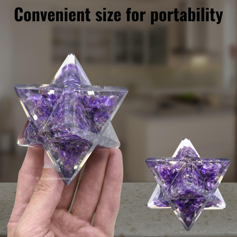 Amazing Gemstone 1 Pcs Amethyst Large Crystal Orgone Merkaba Star for Reiki Healing Meditation and Crystal Grid