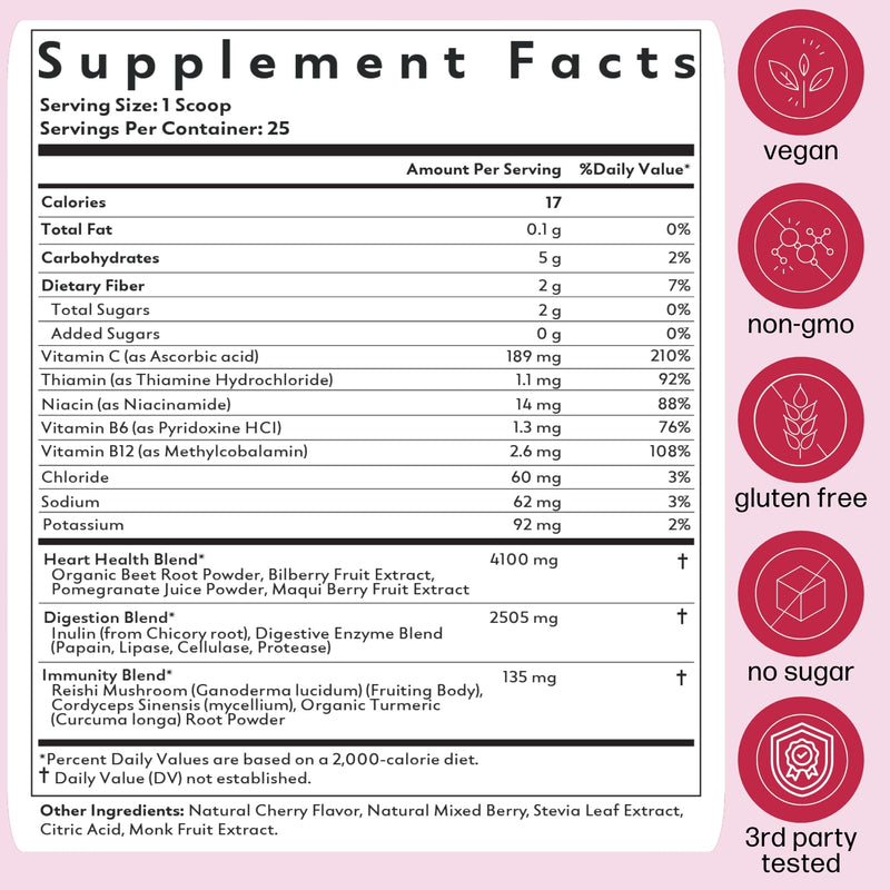 [Australia] - Beets+ Organic Beet Root Powder Blend Fortified with Vitamins & Prebiotics for Heart Healthy Energy & Nitric Oxide Production 
