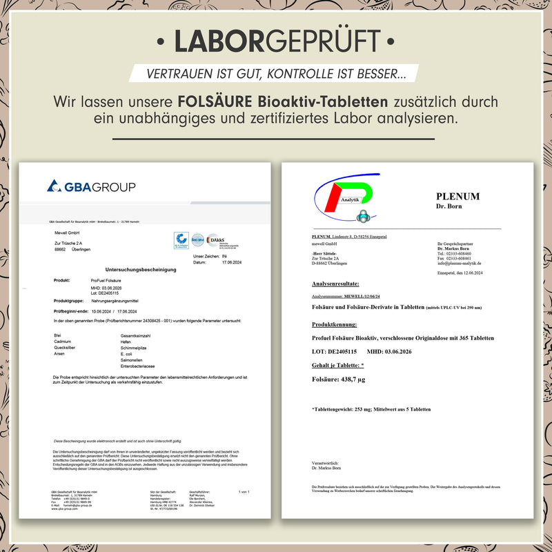 [Australia] - Folsäure BIOAKTIV 400µg - 365 Folsäure Tabletten mit bioaktiver L-5-MTHF Folsäure - optimal hochdosiert für Kinderwunsch & Schwangerschaft - laborgeprüft mit Zertifikat - 100% vegan - Jahresvorrat Folsäure Bioaktiv 91 g (1er Pack) 