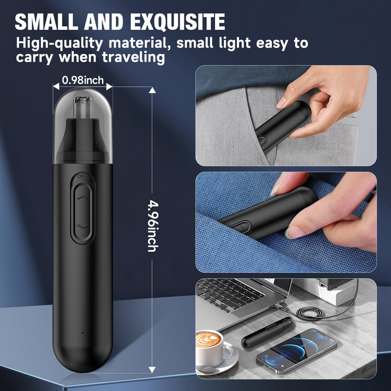 [Australia] - Nose hair trimmer nose hair trimmer men's USB eyebrow razor: iFanzeTech painless ear | Nose trimmer men and eyebrow trimmer, rechargeable dark black 