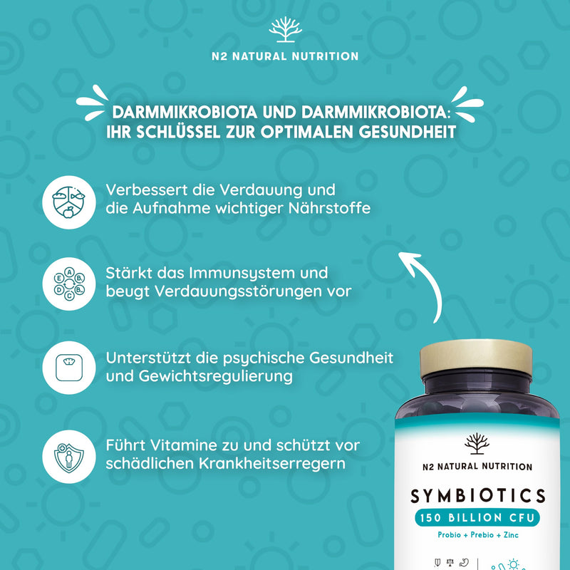 [Australia] - Culture complex 400 billion CFU/g. 20 bacterial strains. Highest concentration with inulin + zinc. Intestinal flora structure. 100% vegan. 90 capsules. N2 Natural Nutrition 