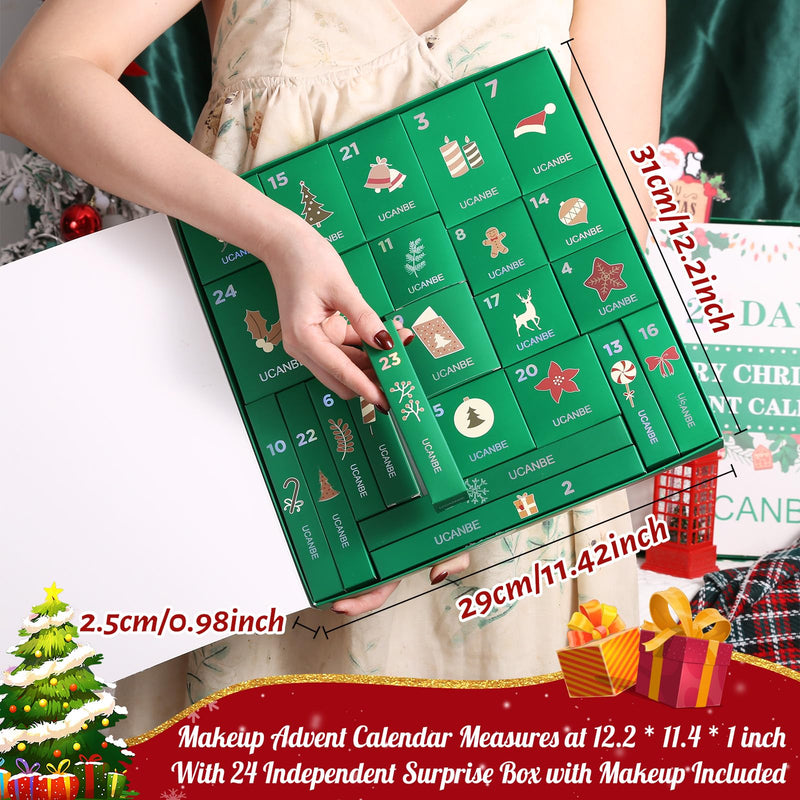 [Australia] - Makeup Advent Calendar 2025, 24 Days Christmas Makeup Gift Set for Adult Women & Teen Girls, UCANBE 2025 Xmas Countdown Calendar Beauty & Cosmetics Holiday Surprise Make Up Gift Kits for Women Full Kit 