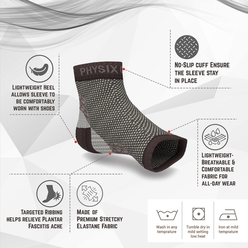 [Australia] - Physix Gear Compression Stockings for Plantar Fasciitis, Replaces Plantar Fasciitis Splint, Strapping, Combined with Flat Sole, Orthopedic Shoes (1 Pair Black, L/XL) L/XL-EU Mens 42-51| Womens 38.5-44 1 pair – Black 