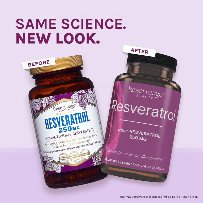 [Australia] - Reserveage Beauty, Resveratrol 250 mg, Antioxidant Supplement for Heart and Cellular Health, Supports Healthy Aging and Immune System, Paleo, Keto, 120 Capsules 120 Count (Pack of 1) 