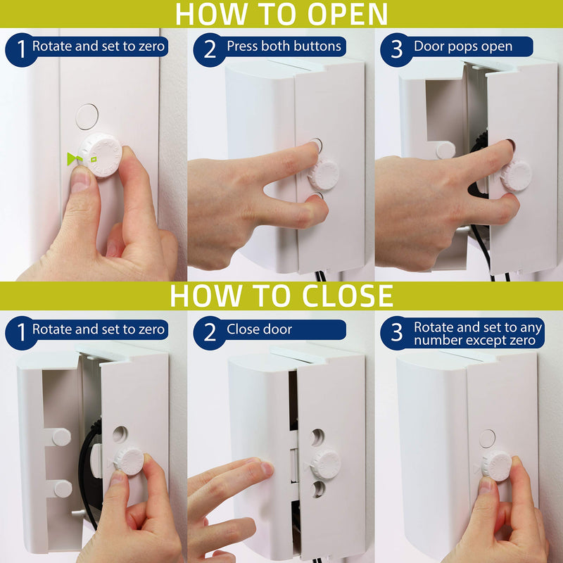 [Australia] - Baby Safety Outlet Cover BOX [Patent Pending] Double Lock for Much Better Toddler Proofing, Easier Operation, Simple 3 Step Install with Included Screws. Provides Extra Space Inside for Plugs,Adapters White 1 Count (Pack of 1) 