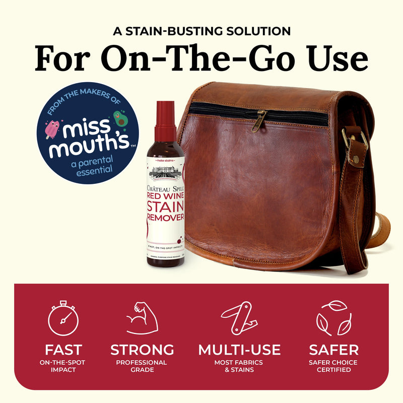[Australia] - Chateau Spill Red Wine Stain Remover for Clothes - 4oz Stain Remover Spray for Stains on Tablecloth, Carpet, Upholstery and Laundry from the makers of Miss Mouth's Messy Eater Stain Treater 4 Fl Oz (Pack of 1) 