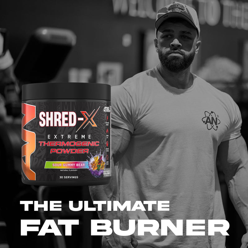 Applied Nutrition Shred X Fat Burner - ABE All Black Everything Fat Burner, Thermo Weight Management (300g - 30 Servings) (Sour Gummy Bear) Sour Gummy Bear 30 Servings (New Pack of 1)