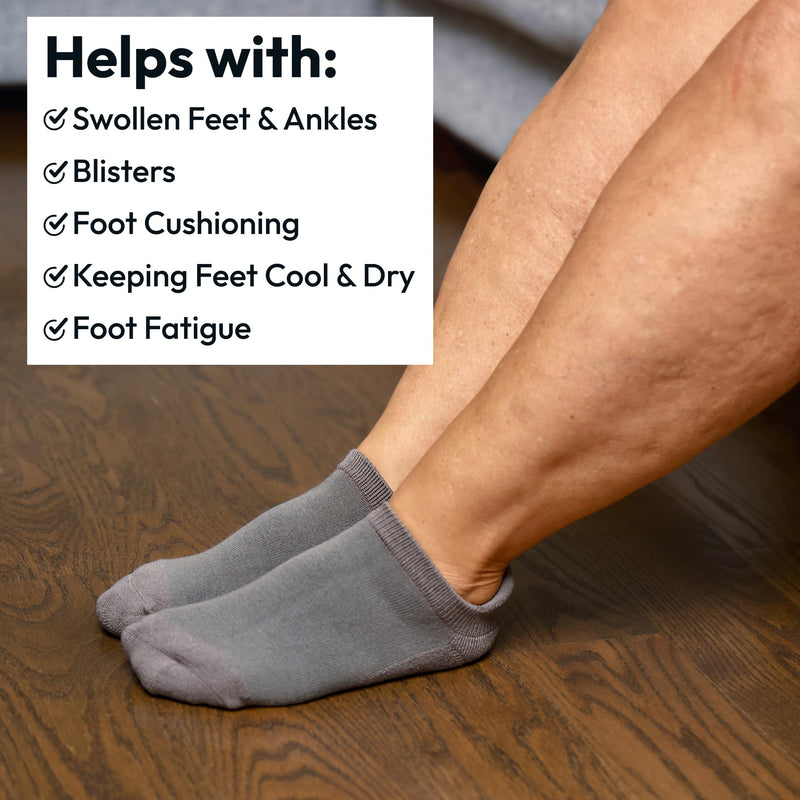 [Australia] - Viasox Diabetic Ankle Socks for Women & Men 3 Pack, Low Cut Non Binding, Seamless Neuropathy Socks Medium White 