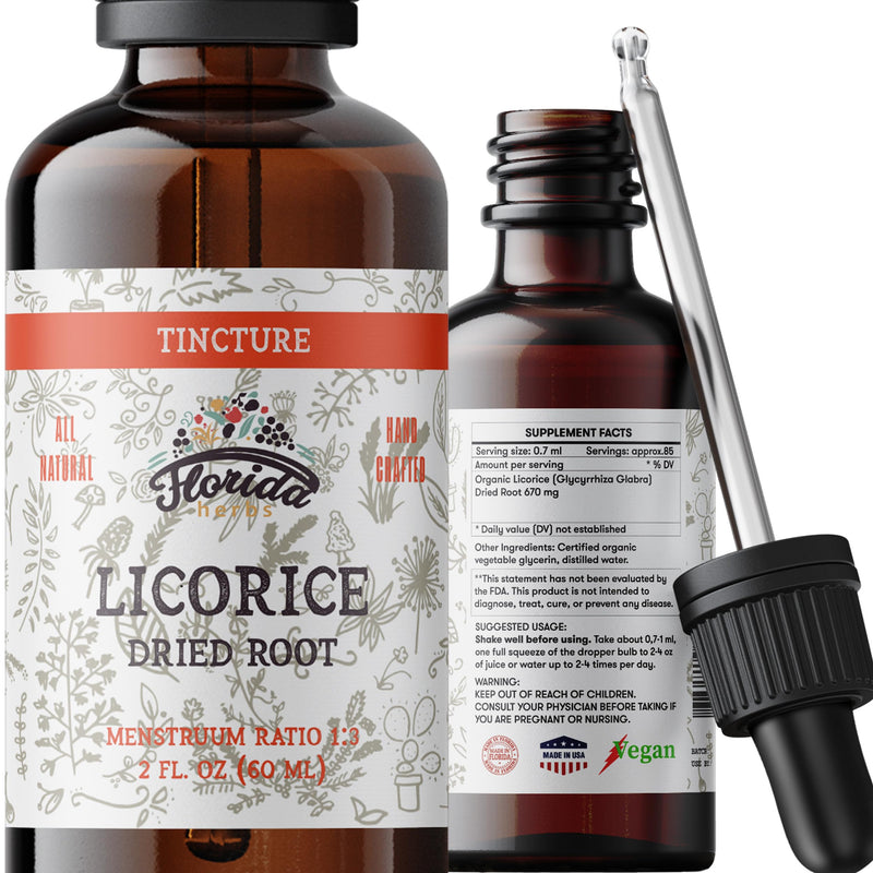 [Australia] - Licorice Tincture, Organic Licorice Extract (Glycyrrhiza Glabra) Dried Root, Herbal Supplement, Non-GMO in Cold-Pressed Organic Vegetable Glycerin 2 oz, 670 mg 2 Fl Oz (Pack of 1) 