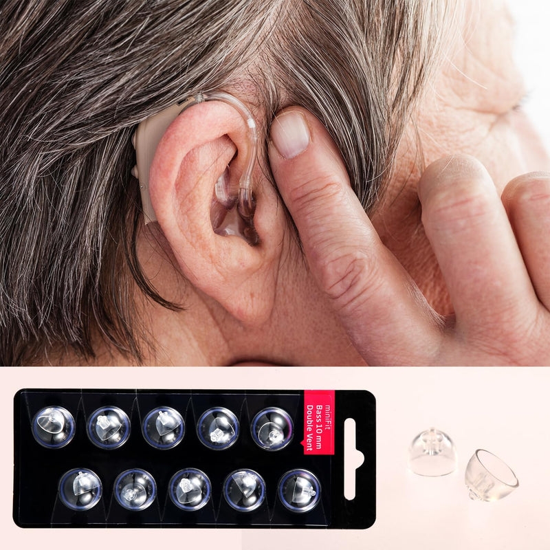 2 Pack/20pcs Hearing Aid Domes for Oticon, 10mm Replacement Domes for Oticon Universal Silicone Hearing Aid Domes Suitable for Oticon MiniFit Hearing Aid Supplies (Black)