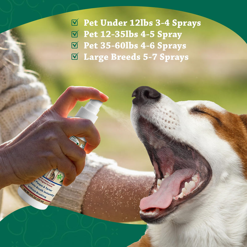Daily Oral Care Herbal Spray for Dogs & Cats - Wintergreen, Spearmint & Peppermint Formula, Reduces Plaque & Tartar for Fresh Breath, Simple No-Brush Dental Solution, 4oz Bottle - PawsPlanet Australia