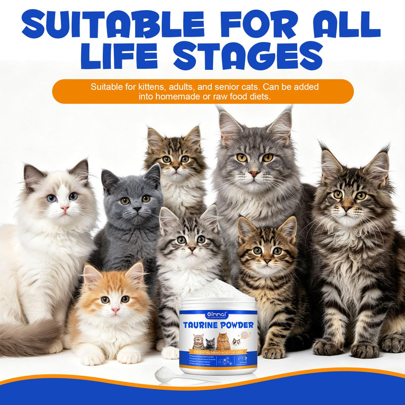 Taurine for Cats, Taurine Powder for Cats 200g, Essential Amino Acid Supplement for Cat - Heart, Vision Health, Digestive & Daily Vitality Support for All Ages, Easy-to-Mix