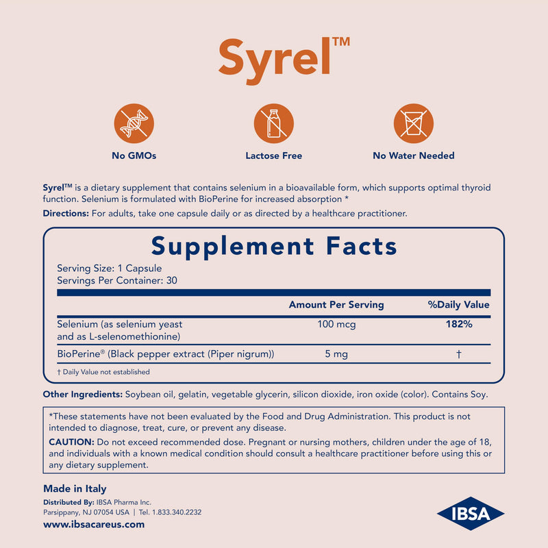 [Australia] - Syrel - Thyroid Support Supplement ‚Äì 100mcg Selenium and 5mg BioPerine - 30 Soft- Gel Caps for Increased Bioavailability and Absorption - Gluten-Free, Lactose-Free, Sugar-Free, Non-GMO 