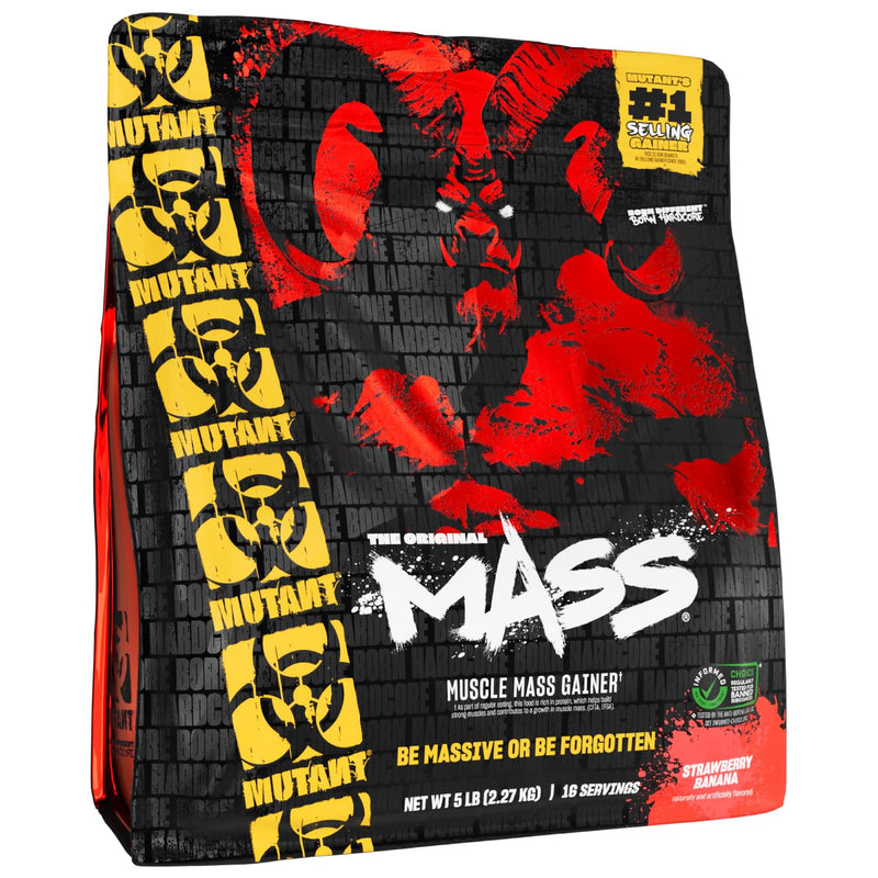 MUTANT Mass | Muscle Mass Gainer | 1100 Calories, 56g Protein, Whole Food Carbs, BCAAs, and Glutamine | Ultimate Hardcore Weight Gainer Shake | (2270g) | (Strawberry Banana)