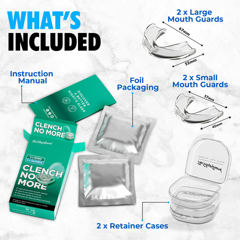 [Australia] - Mouth Guard for Clenching Teeth at Night [Pack of 4, Small & Large Sizes] ‚Äì Custom Night Guards for Teeth Grinding ‚Äì Nighttime Protection During Sleep for Men and Women 
