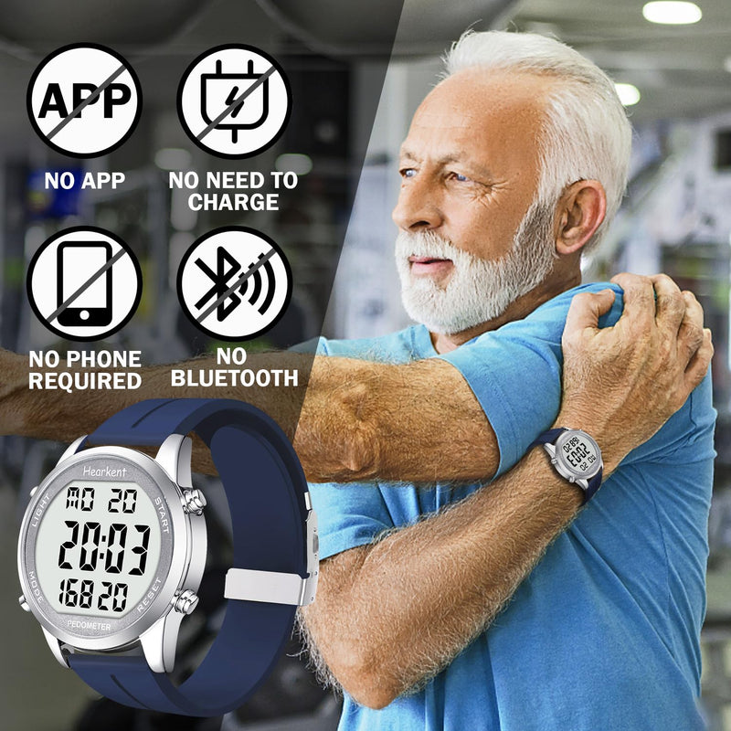 [Australia] - Pedometer Watch for Walking for Senior Non Bluetooth No App Required with Steps Calories Counter and LCD Large Numbers black 