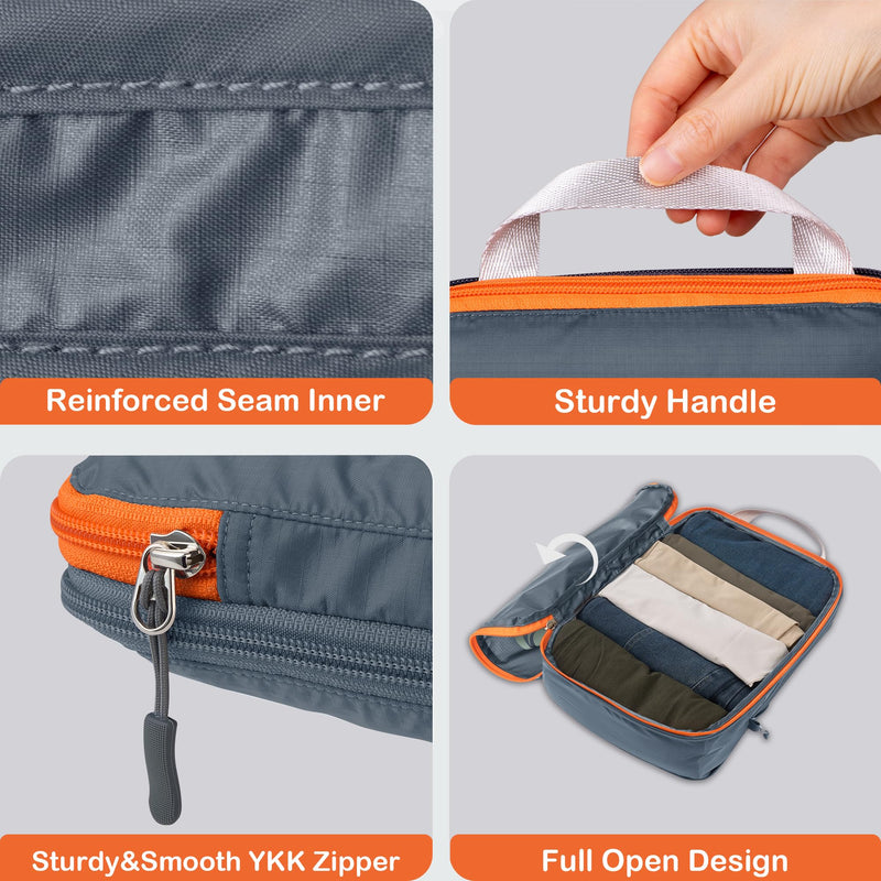 Cipway Compression Packing Cubes for Travel (8 Piece,Grey) | Ultralight Luggage Organizer Bags with Shoe Bags Laundry Bags Clear Toiletries Bag, Travel Essentials for Carry on Suitcase Grey 8PCS