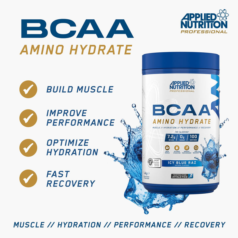 Applied Nutrition Bundle BCAA Amino Hydrate Powder 1.4kg + Lifestyle Water Bottle 1000ml | Branched Chain Amino Acids Supplement, Electrolytes, B Vits, Intra Workout & Recovery Drink (Fruit Burst) Fruit Burst