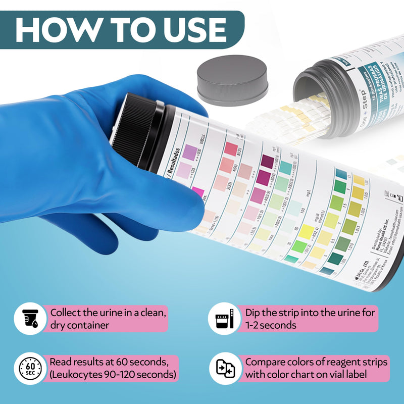 [Australia] - 10A Urine Test Strips, 100 Strip Tub, 10 in 1 Parameters, Testing Strips for use by Men & Women, UTI Infection, Urinalysis pH, Nitrite, Leukocytes and More, Easy Read Results 
