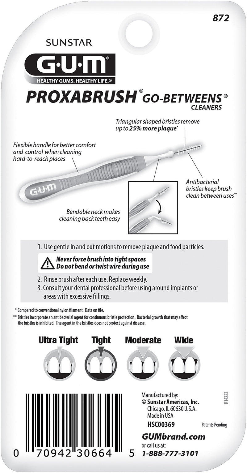 GUM-872H Sunstar Proxabrush Go-Betweens Cleaners Tight, 10 Count 8 Count