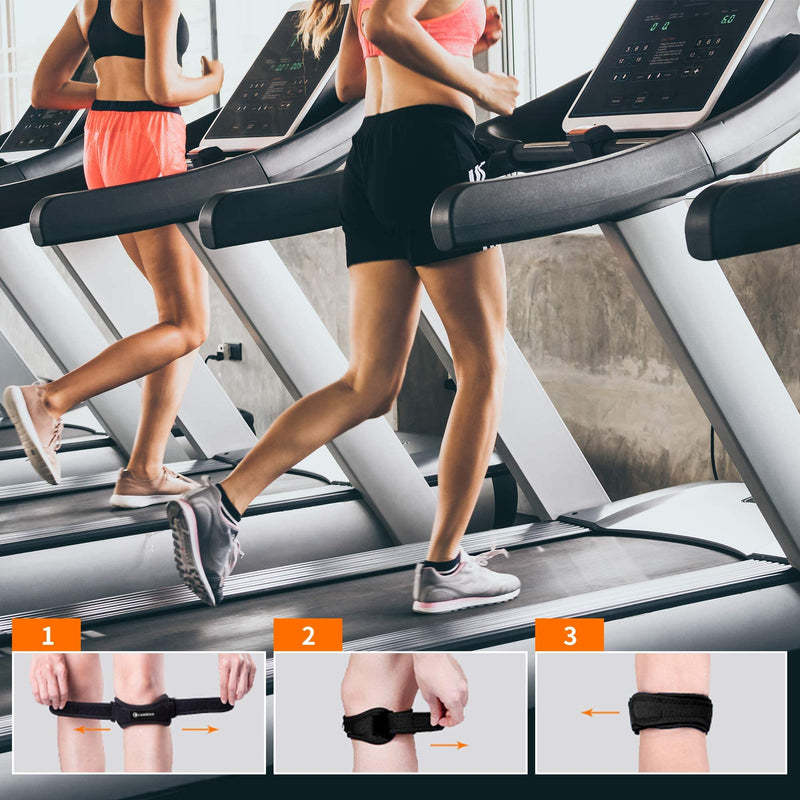[Australia] - CAMBIVO 2 Pack Knee Braces for Knee Pain, Patella Knee Support Strap, Adjustable Patellar Tendon Stabilizer Band for Jumpers Knee, Tendonitis, Basketball, Running, Hiking, Volleyball, Tennis, Squats Black 