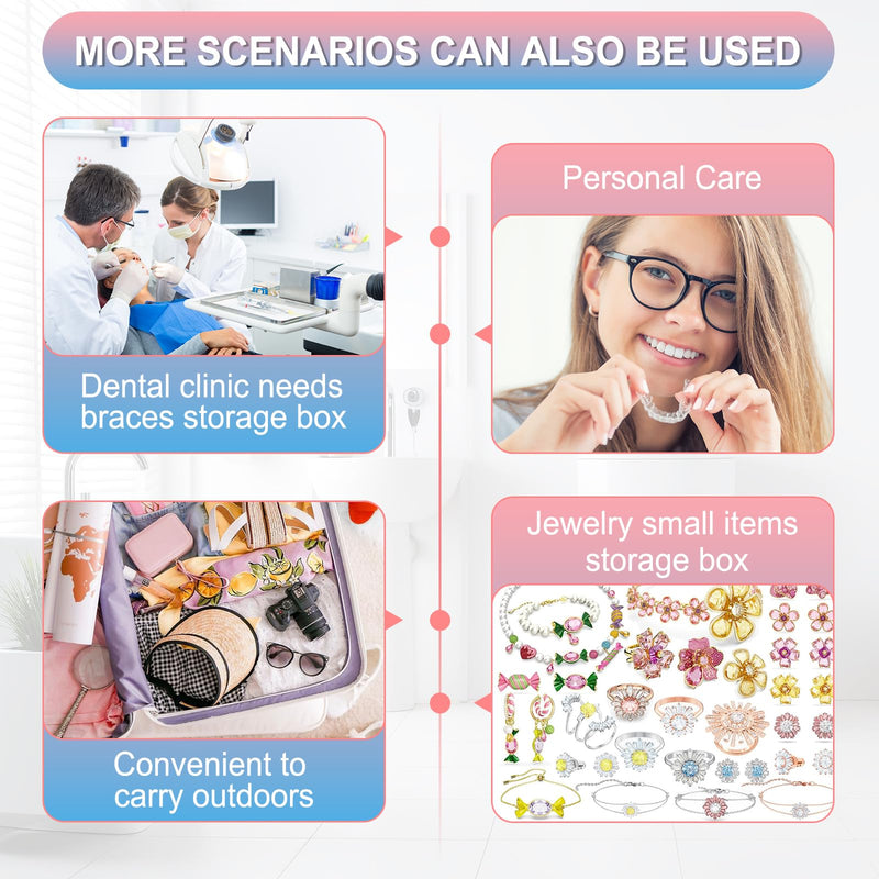 Retainer Case, Slim Aligner Case, Night Mouth Guard Case, Premium Denture Case with Retainer Removal Tool and Chewy, for Disassembly of Oral Care, Black (Black, Pack of 1)