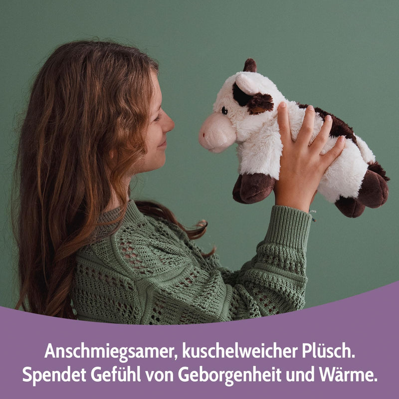 [Australia] - Habibi Plush heat cushion/stuffed toy for children and adults - 1826 cow with millet filling, heat cuddly toy for heating in the microwave/oven, also ideal for babies 